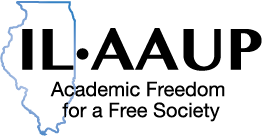 Logo image outline of Illinois map with text